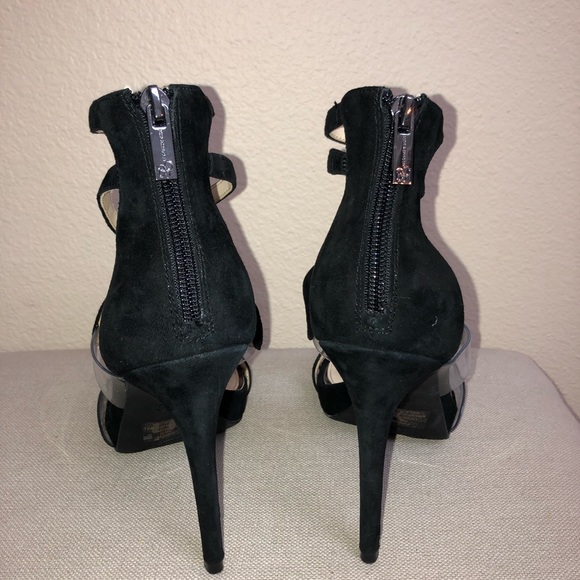 Jessica Simpson Black/Clear Suede 4" Heels- Worn 1X - Picture 4 of 5